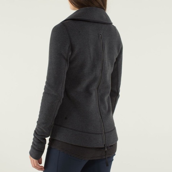 Lululemon En Route Heathered Black Zip Up High Collar Jacket Size 6 - Picture 3 of 11